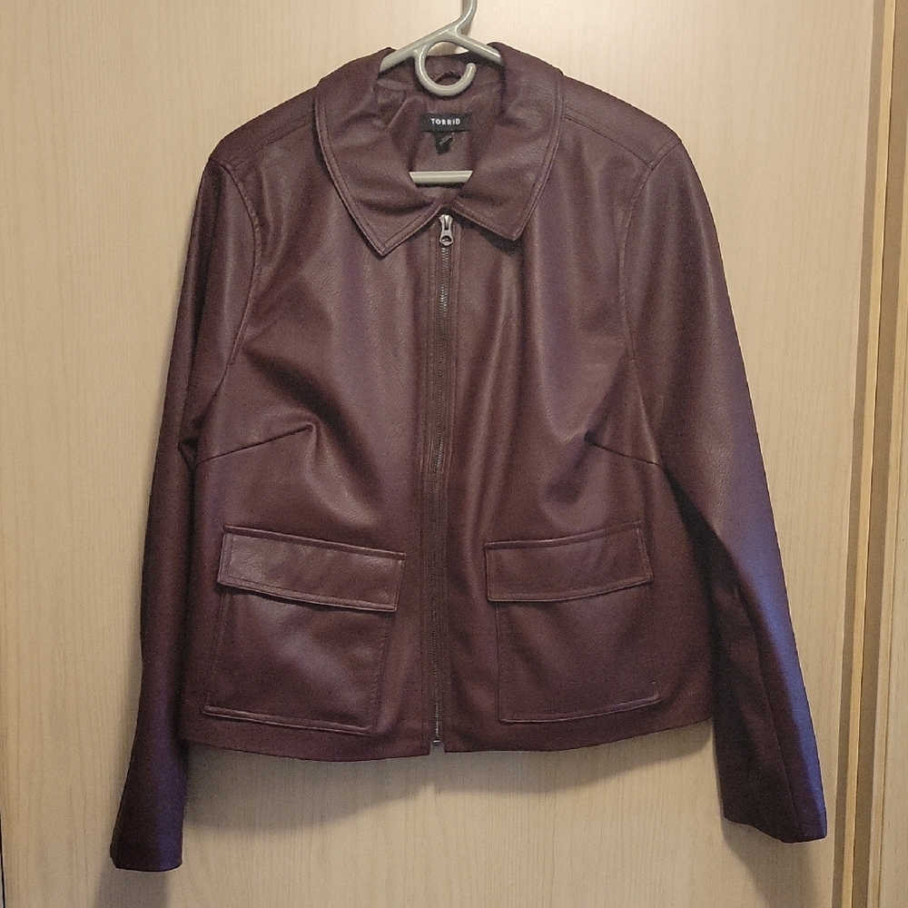 Faux Leather Zip-Up Jacket